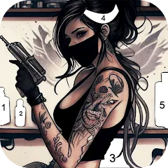 Взломанная Tattoo Coloring games  [МОД Menu] - последняя версия apk на Андроид