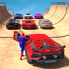 Скачать взлом Superhero Car: Mega Ramp Games (Рамп Кар Гейм)  [МОД Много денег] - стабильная версия apk на Андроид