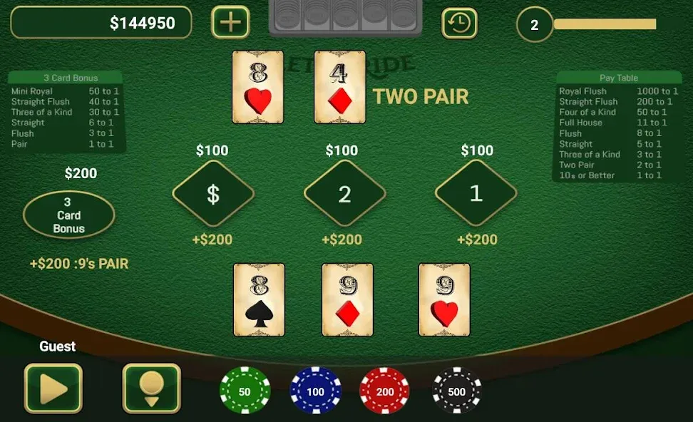 Let It Ride Poker  [МОД Бесконечные монеты] Screenshot 2