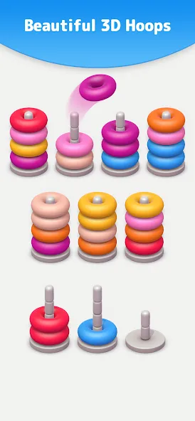Color Sort 3D — Hoop Stack  [МОД Unlimited Money] Screenshot 1