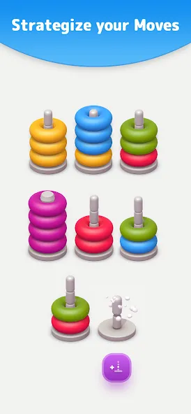 Color Sort 3D — Hoop Stack  [МОД Unlimited Money] Screenshot 2