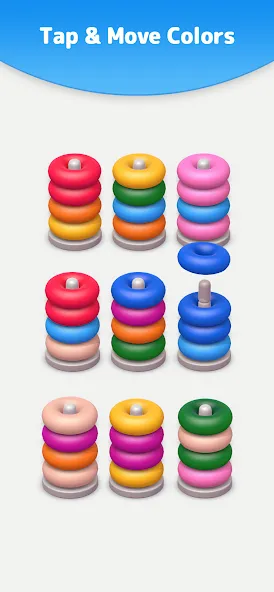 Color Sort 3D — Hoop Stack  [МОД Unlimited Money] Screenshot 3