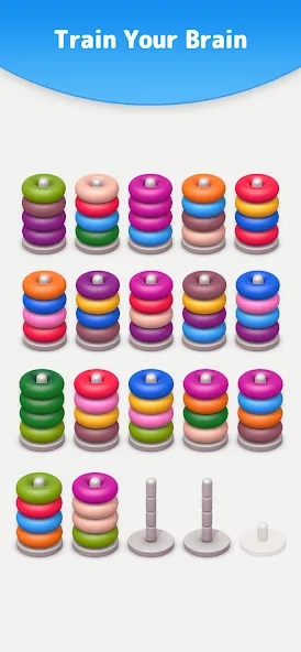 Color Sort 3D — Hoop Stack  [МОД Unlimited Money] Screenshot 5